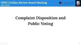 OPAT Civilian Review Board (CRB) Public Meeting 7.14.26