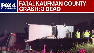 Three people, 1 dog dead in fiery Kaufman County crash