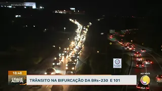 End of the Holiday Weekend: heavy traffic at the BR-230 and BR-101 junction