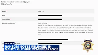 Ransom notes in Nancy Guthrie case released as sheriff's office seeks public's help