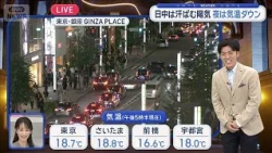 [Kanto Weather] Warm enough to sweat during the day, temperatures drop at night; rain expected Mo...