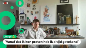 De schilderijen van Felix zijn te zien op een tentoonstelling