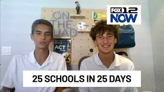 2 students visit 25 schools in 25 days