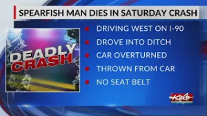 65-year-old Spearfish man dies in rollover crash on I-90