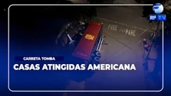 NOW AIRING - Semi-trailer tips over and hits two houses in Jardim Ipiranga in Americana