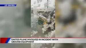 United plane involved in incident with ground equipment