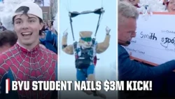 A LIFE-CHANGING KICK 🏈 BYU STUDENT NAILS FG FOR $3M 🏈🕷️ | College GameDay