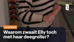 Óngerwaeg zwaait met een deegroller in Partij