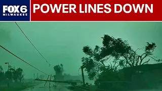 Car trapped by power lines during tornado in Menasha | FOX6 News Milwaukee