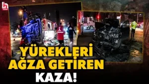 KARTAL'DA FECİ KAZA! Cip ile kafa kafaya çarpışan ambulans takla attı! 2'si personel 3 yaralı!
