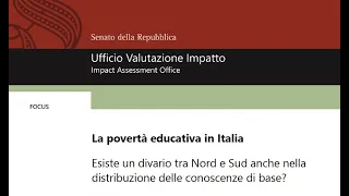 Speciale UVI del Senato. La povertà educativa