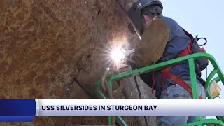 World War II submarine under maintenance in Sturgeon Bay
