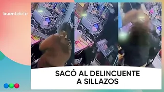 HE TRIED TO ROB A BUSINESS AND THE EMPLOYEE CHASED HIM OUT WITH A CHAIR #BuenTelefe