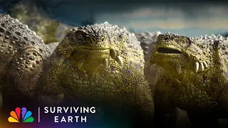 Scutosaurus Stampede Kills a Mother; Ischigualastia Herd Flees a Flood | Surviving Earth | NBC