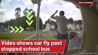 Alarming video: Car flies past stopped school bus