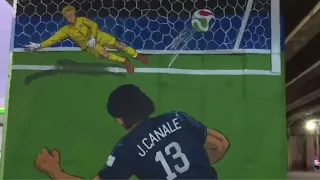 Red and white mural beautifies Madame Lynch overpass following national team victory