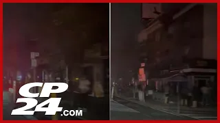 Danforth Ave. in complete darkness during downtown power outages
