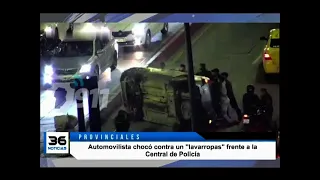 Automovilista chocó contra un "lavarropas" frente a la Central de Policía