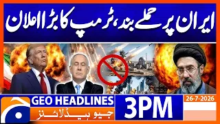 Trump Makes Major Announcement to Stop Strikes on Iran | Geo News 3 PM Headlines