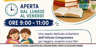 SRV ALTAVILLA SILENTINA, THE CERRELLI DISTRICT LIBRARY IS READY TO WELCOME CHILDREN
