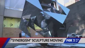 Synergism sculpture leaving downtown STL