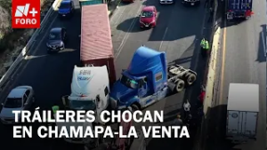 Imágenes aéreas del choque entre tráileres en la autopista Chamapa-La Venta