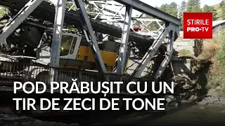 Bridge collapses under multi-ton semi-truck over the Trotuș River