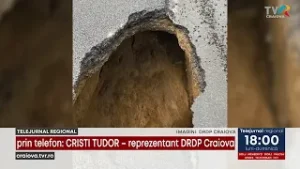 CRATER ÎN ASFALT, ÎN MEHEDINȚI