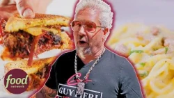 Guy Fieri Shocked By 12 Day Cured Bacon In Massive Knuckle Sandwich | Diners, Drive-Ins, And Dives