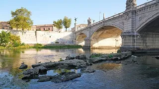 Rare sight in Rome: Drought exposes remains of ancient Roman bridge in Rome