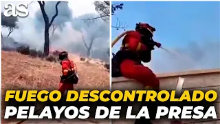 PÁNICO en PELAYOS DE LA PRESA (MADRID): los BOMBEROS atraviesan el PUEBLO entre LAS LLAMAS