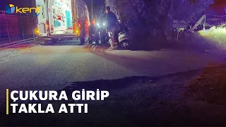 MOTORCYCLE FLIPS AFTER HITTING POTHOLE
