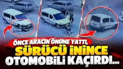 He laid down in front of the car, then stole it when the driver got out...