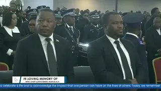 The coffin of the late Hon. Chief Justice Bheki Maphalala arrives at the memorial service.