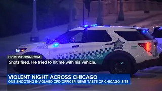 Officer fires as driver evades deflation, heads toward him amid reported drag racing near Grant Park