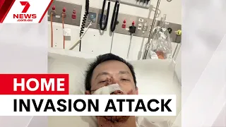 Father slashed protecting family in Melbourne home invasion | 7NEWS