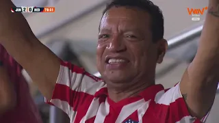 JUNIOR SCORES AGAIN! Deiber Caicedo's shot deflects off Hayen Palacios for the 2-0 lead. #LALIGAx...