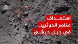 مشاهد لاستهداف القوات الحكومية اليمنية تجمعات للحوثيين في حبشي