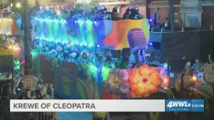 Krewe of Cleopatra: Concert themed float at Gallier Hall in NOLA