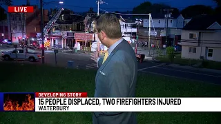 2 firefighters injured, 15 people displaced after multi-building fire on Waterbury’s South Main Stre