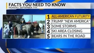 KRQE Newsfeed: All-American Futurity, Trump "New America," Storm chances, Ski area closing, Bears in