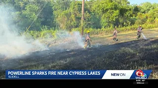 Powerline sparks fire near Cypress Lakes in Slidell