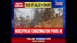 В Сенапати, штат Манипур, двое мужчин в масках подожгли грузовик с товаром.