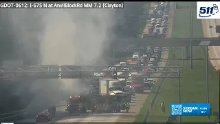 Car fire on I-675 in Clayton County