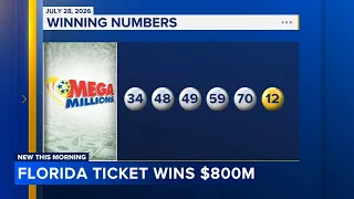 Florida ticket wins $800M Mega Millions jackpot