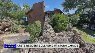 Crete, Illinois crews continue clean up efforts after Monday's severe storms ravaged Chicagoland