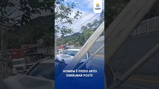 Man arrested after crashing into utility pole and assaulting officers in Rio do Sul