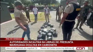 Authorities seize 84 pounds of suspected marijuana hidden in pickup truck