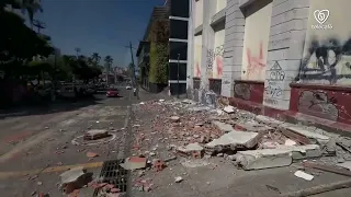 Reporte desde el centro de Pereira, donde se observan diferentes afectaciones en estructuras tras el