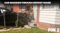 Car slams into house on Detroit's west side